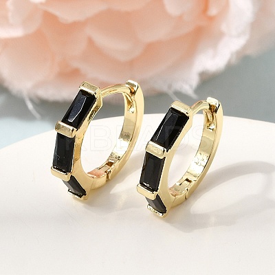 Brass Pave Cubic Zirconia Hoop Earrings EJEW-G471-09G-1
