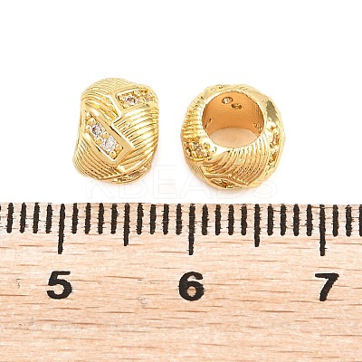 Barrel Brass Micro Pave Cubic Zirconia European Beads KK-B186-22G-1
