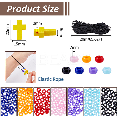 DIY Cross & Rondelle Wood & Acrylic Bracelets Making Kits DIY-FH0007-59-1