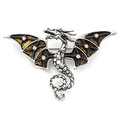 Alloy Crystal AB Rhinestone Dragon Brooch JEWB-Z031-02AS-1
