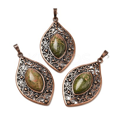 Natural Unakite Pendants G-H065-3R-04-1