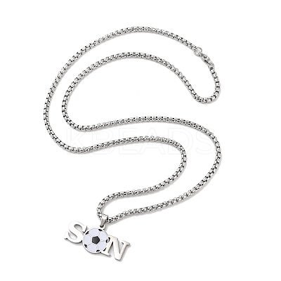 202 Stainless Steel Enamel Box Chain Sport Ball Pendant Necklaces for Men LS-NJEW-K380-01B-01-1