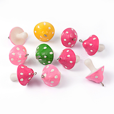 Resin Mushroom Pendants X-RESI-S295-M-1
