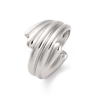 304 Stainless Steel Open Cuff Rings for Women RJEW-K258-10P-1