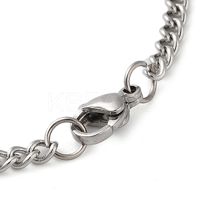 Non-Tarnish 304 Stainlessa Steel Curb Chain Pendant Necklaces LS-NJEW-H034-08P-1