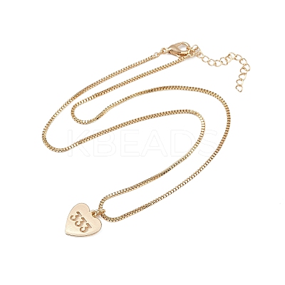 Brass Heart with Lucky Number 333 Pendant Necklaces & Alloy Pendants Sets SJEW-P005-01G-1