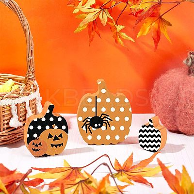 12Pcs 3 Style Halloween Theme Unfinished Wood Decorative Supplies DIY-OC0004-14-1