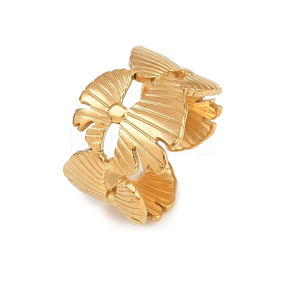 304 Stainless Steel Adjustable Open Cuff Rings for Women RJEW-K299-01G-1