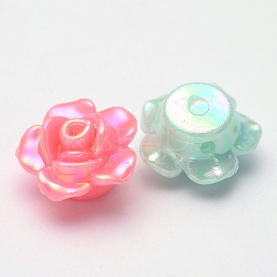 AB Color Plated Opaque Acrylic Flower Beads SACR-Q106-20-1