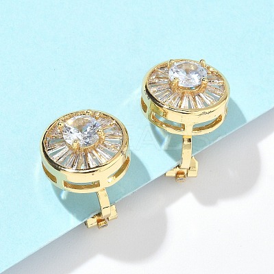 Brass Micro Pave Clear Cubic Zirconia Clip-on Earrings EJEW-A132-02A-G-1