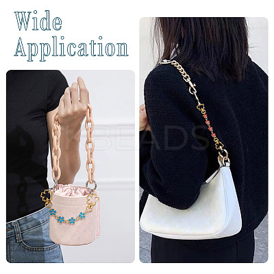 7Pcs 7 Colors Alloy Enamel Flower Link Bag Extension Chains HJEW-TAC0104-1
