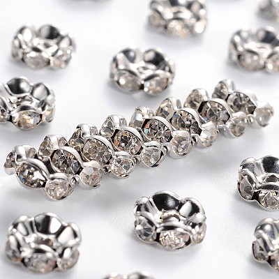 Brass Rhinestone Spacer Beads RB-A014-L8mm-01P-1
