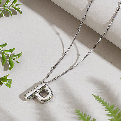 1pc Brass Chain with Alloy Letter Pendants Necklaces NJEW-LP0001-41P-P-1