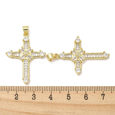 Rack Plating Brass Micro Pave Cubic Zirconia Pendants KK-F869-11G-1