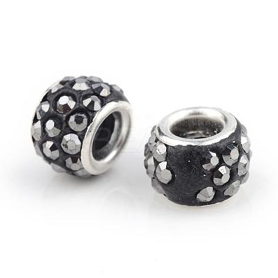 Polymer Clay Rhinestone European Beads CPDL-T001-09-1