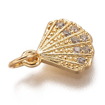 Brass Micro Pave Clear Cubic Zirconia Charms ZIRC-C020-49-1