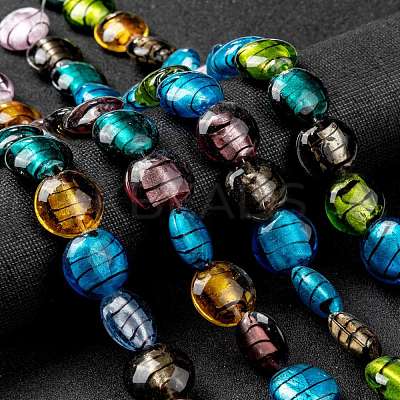 Handmade Silver Foil Glass Beads Strands X-SL109-1