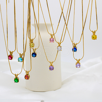 Real 18K Gold Plated 201 Stainless Steel Pendant Necklaces CP2918-10-1