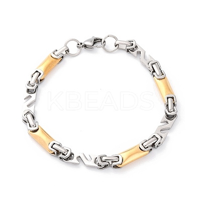 201 Stainless Steel Byzantine Chain Bracelets BJEW-B078-168GP-1