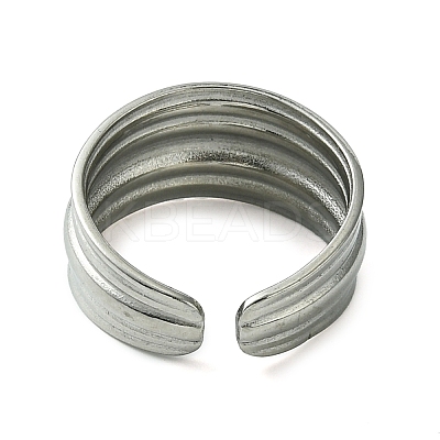 Non-Tarnish 304 Stainless Steel Grooved Open Cuff Ring RJEW-L110-007P-1