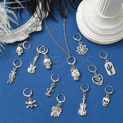 32Pcs 16 Style Alloy Pendant Locking Stitch Markers HJEW-CJ00044-1