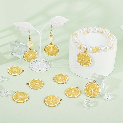 40Pcs Light Gold Plated Alloy Enamel Pendants ENAM-SC0003-62-1
