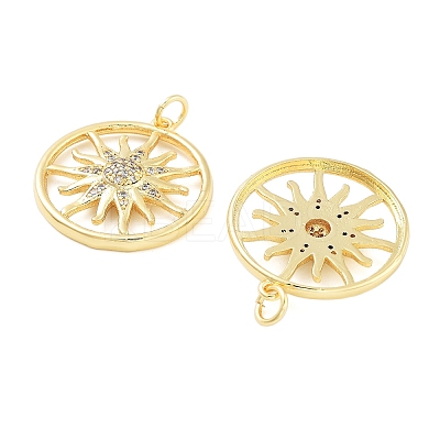 Sun Rack Plating Brass Micro Pave Clear Cubic Zirconia Pendants KK-NH0001-06A-G-1