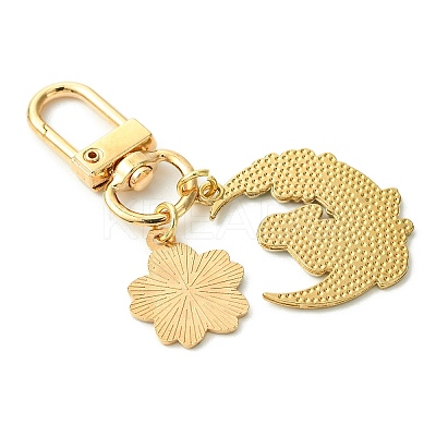 Moon & Flower & Rabbit Alloy Enamel Pendant Decorations HJEW-JM02752-1