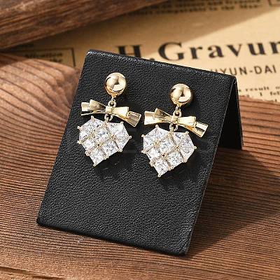 Brass Clear Cubic Zirconia Stud Earrings EJEW-D301-06G-04-1