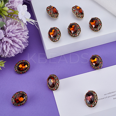 10Pcs 1-Hole Alloy Rhinestone Shank Buttons BUTT-GF0003-52A-1