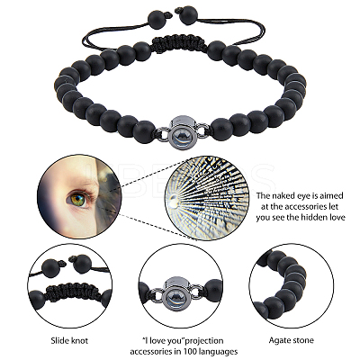 4Pcs 4 Styles I Love You in 100 Languages Projection Bracelets Set BJEW-FI0001-03-1