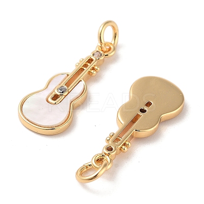 Brass Micro Pave Clear Cubic Zirconia Pendants KK-B102-21G-1