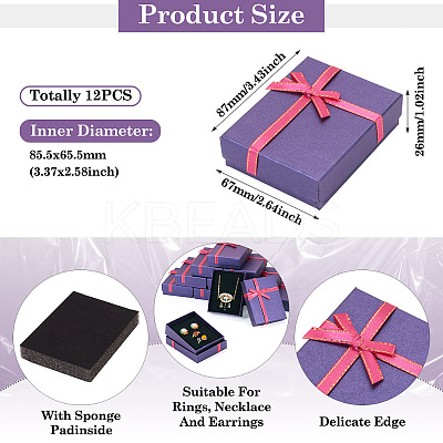 Rectangle Paper Jewelry Set Storage Boxes with Bowknot X1-CON-TAC0014-04B-1