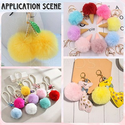 12Pcs Handmade Faux Rabbit Fur Pom Pom Ball Covered Pendants WOVE-SC0001-06C-1