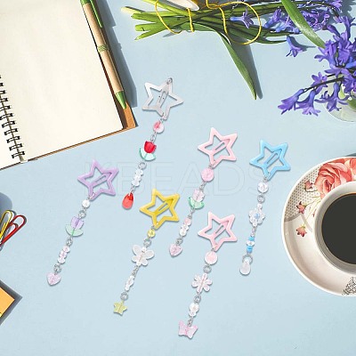 6Pcs 6 Colors Star Iron & Plastic Snap Hair Clips PHAR-CP0001-27-1