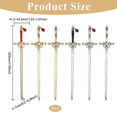 6Pcs 6 Styles Alloy Hair Pin AJEW-FH0006-17-1