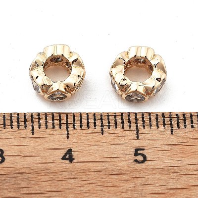 Brass Micro Pave Clear Cubic Zirconia Rondelle European Beads KK-R216-20KCG-1