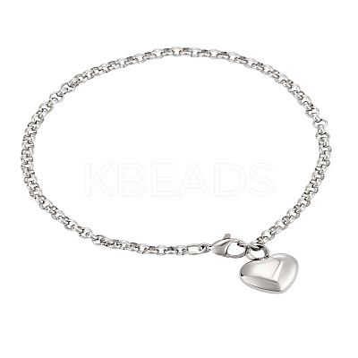 1Pc Heart 304 Stainless Steel Charm Bracelets BJEW-LP0001-14-1