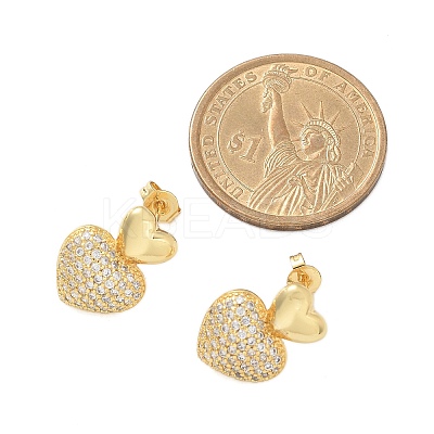 Brass Micro Pave Clear Cubic Zirconia Stud Earrings for Women LS-EJEW-U034-01G-01-1