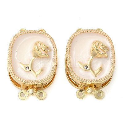 Brass Micro Pave Clear Cubic Zirconia with Enamel Box Clasps KK-G505-02G-1
