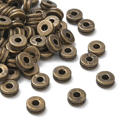 Tibetan Style Flat Round Alloy Spacers Beads TIBEP-S293-070AB-LF-1