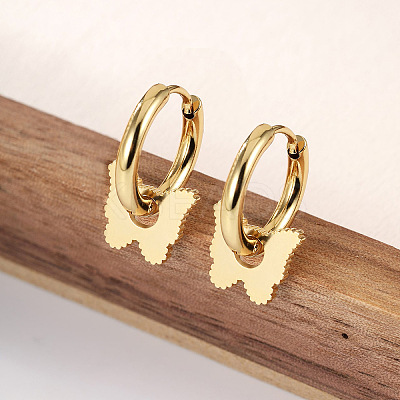 Elegant Butterfly 201 Stainless Steel Hoop Earrings OL2798-1