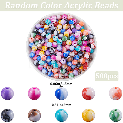 500Pcs Opaque Acrylic Beads SACR-SP0001-09-1