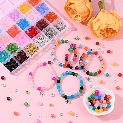 DIY Glass Round Beads Bracelets Making Kits DIY-YW0012-08-1
