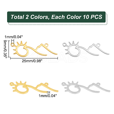 20Pcs 2 Colors 304 Stainless Steel Connector Charms STAS-UN0043-14-1