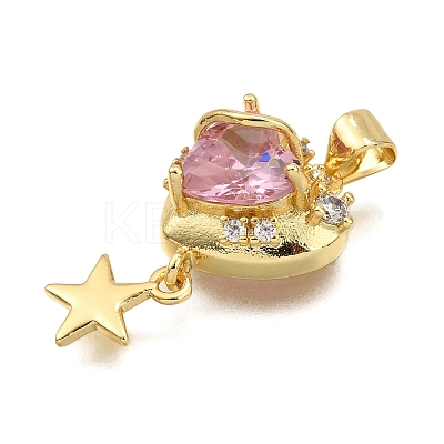 Brass Micro Pave Cubic Zirconia Pendants KK-K401-02D-G-1