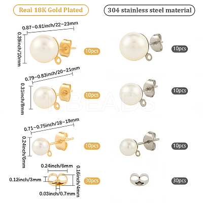 304 Stainless Steel Stud Earring Findings EJEW-SP0001-17D-1