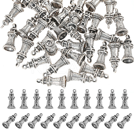 40Pcs Tibetan Style Alloy Building Pendants TIBEP-CA0001-14-1