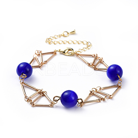 (Jewelry Parties Factory Sale)Brass Bar Link Chain Bracelets BJEW-JB04504-03-1