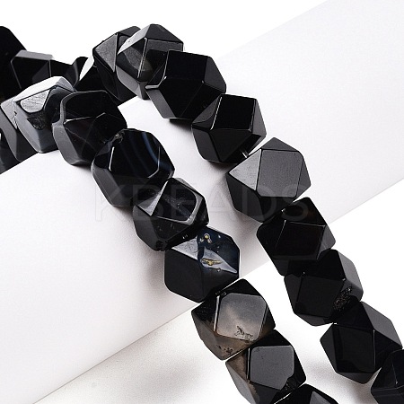 Dyed & Heated Natural Black Agate Beads Strands G-T138-39-1